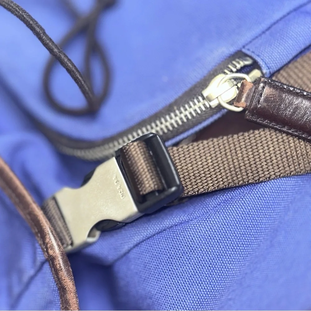 AUTHENTIC Prada Tessuto Nylon Bright Blue Double Buckle Backpack.